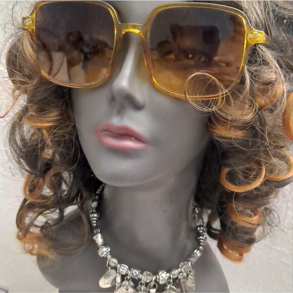 Curly Wig Bouncy Synthetic Women Ombre Blonde Brown Adjustable Combs - Picture 5 of 8